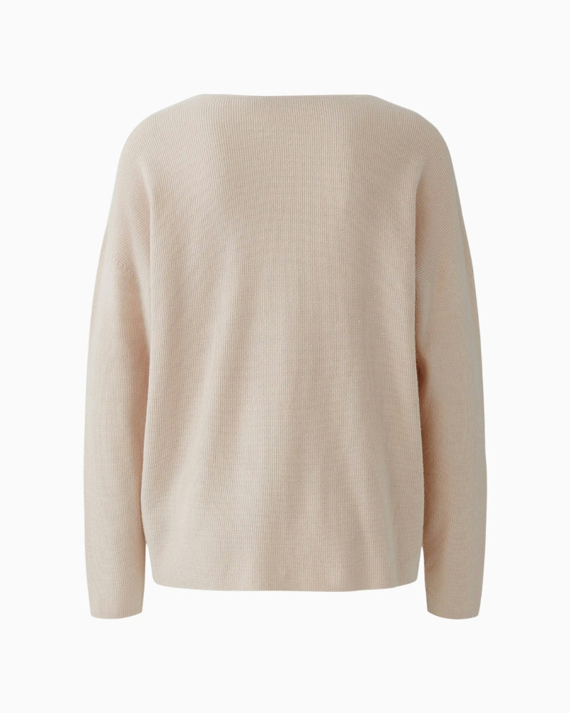 Oui Freyja sepia rose pullover, back view highlighting seamless knit – Áines Boutique