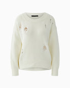 Oui Gardenia sequin pullover front view white background – Áines Boutique