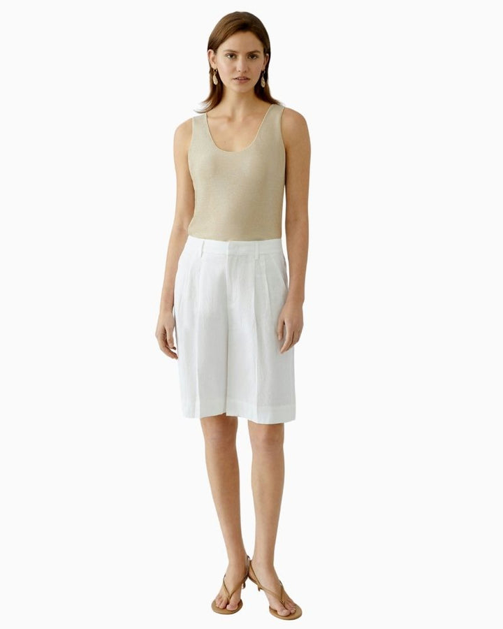 Oui gold shimmer tank top with wide straps and soft metallic jersey