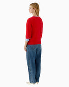 Oui red knit pullover side view – Áines Boutique