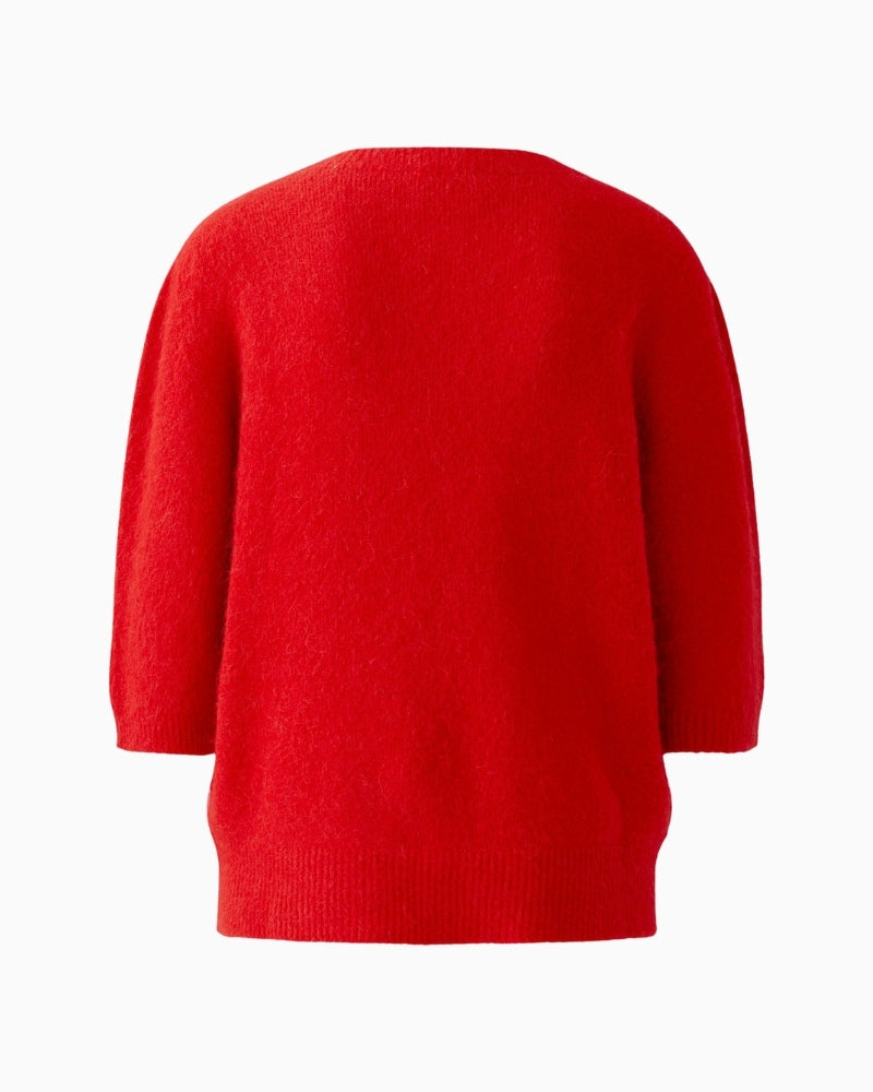 Oui red knit pullover back view – Áines Boutique