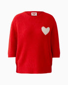 Oui heart intarsia knit pullover red front view  – Áines Boutique