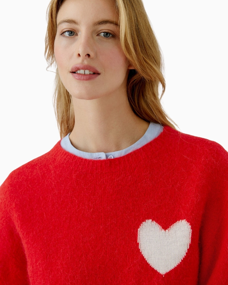 Oui knit pullover heart detail close-up – Áines Boutique