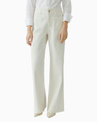 Oui high waist wide leg jeans Whitecap Gray front view woman wearing – Áines Boutique