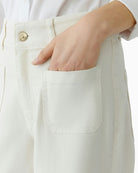 Oui high waist wide leg jeans Whitecap Gray close-up pocket detail – Áines Boutique