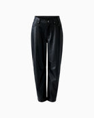Pull-on faux leather pants in slim fit with soft lining by Oui