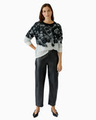 Oui black leather-look trousers styled casually with a cosy knit