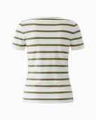 Oui stripe T-shirt white green back view – Áines Boutique