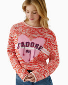 Oui J’ADORE red and white cotton jumper with slogan front