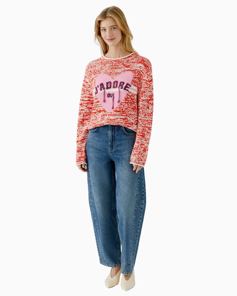 Oui cotton jumper styled casually with jeans