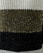 Close-up of knit texture with hint of metallic thread woven through