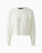 White knit sweater by Oui in soft viscose and silk blend