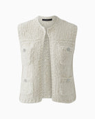 Beige knit vest by Oui with V-neck and rhinestone buttons