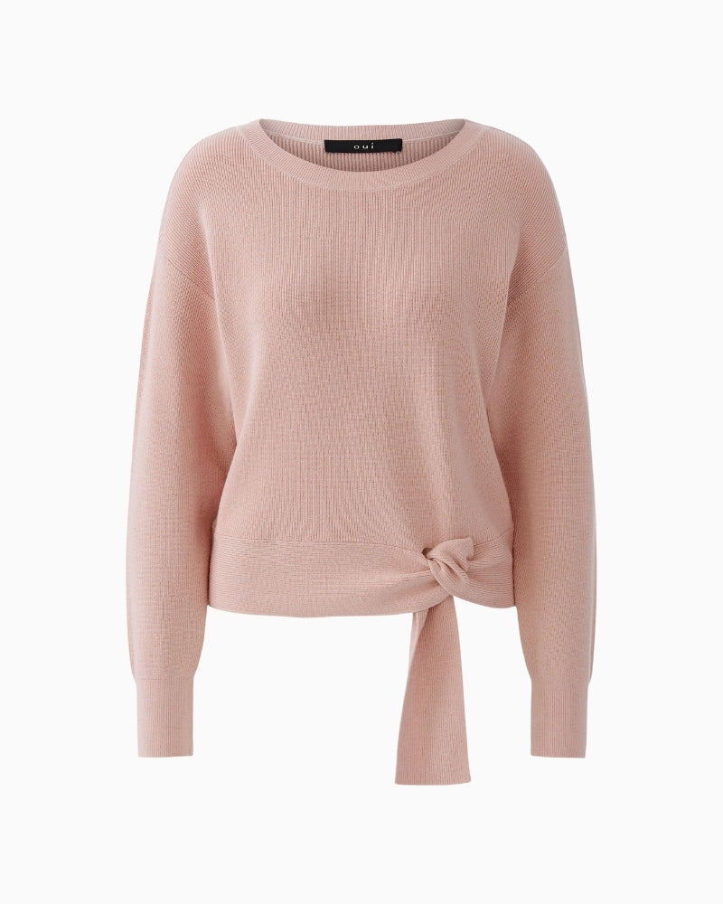 Oui dusty rose knot detail pullover, front view – Áines Boutique