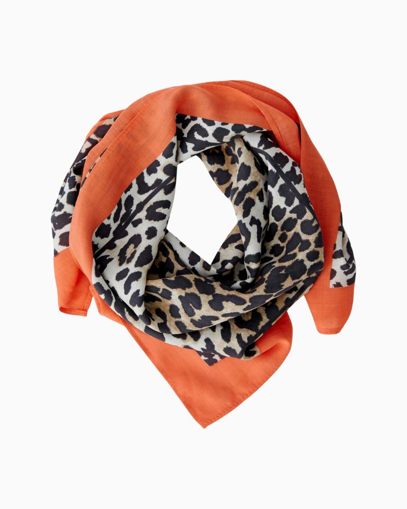 Oui camel and black viscose scarf with leopard print and plain border