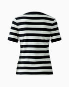 Oui white and black T-shirt, back view showing clean finish – Áines Boutique