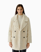 Oui Mantel lightweight coat in neutral tone with relaxed fit