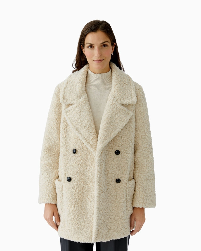 Oui Mantel lightweight coat in neutral tone with relaxed fit