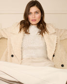 Oui Mantel lightweight coat in neutral tone with relaxed fit