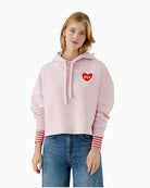 Oui mauve hoodie with soft cotton blend and heart logo on chest