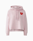 Front view of mauve hoodie from Oui with relaxed fit and ribbed cuffs