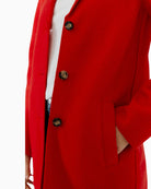 Close-up of notch collar and soft fleece wool texture