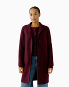 Front view of Oui virgin wool coat with straight fit and single-breasted closure