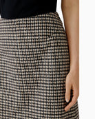 Close up of Oui cotton blend mini skirt in classic straight cut