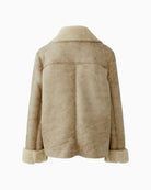 Back view of Oui stone jacket showing relaxed shape and regular length