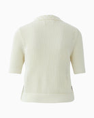 Oui patched cardigan white and brown back on white background – Áines Boutique