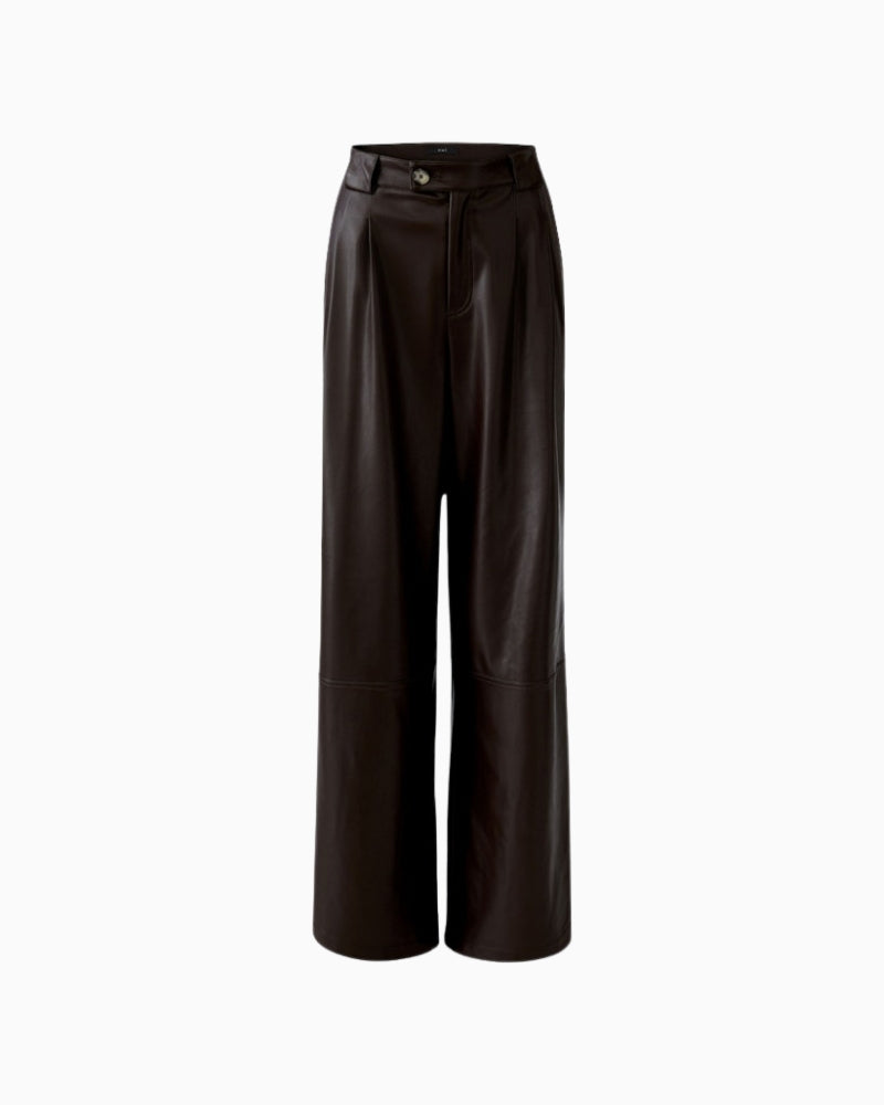 Front view of Oui relaxed fit trousers with pleats and slit pockets