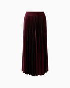 Oui pleated maxi skirt in glossy bramble berry with elastic waistband