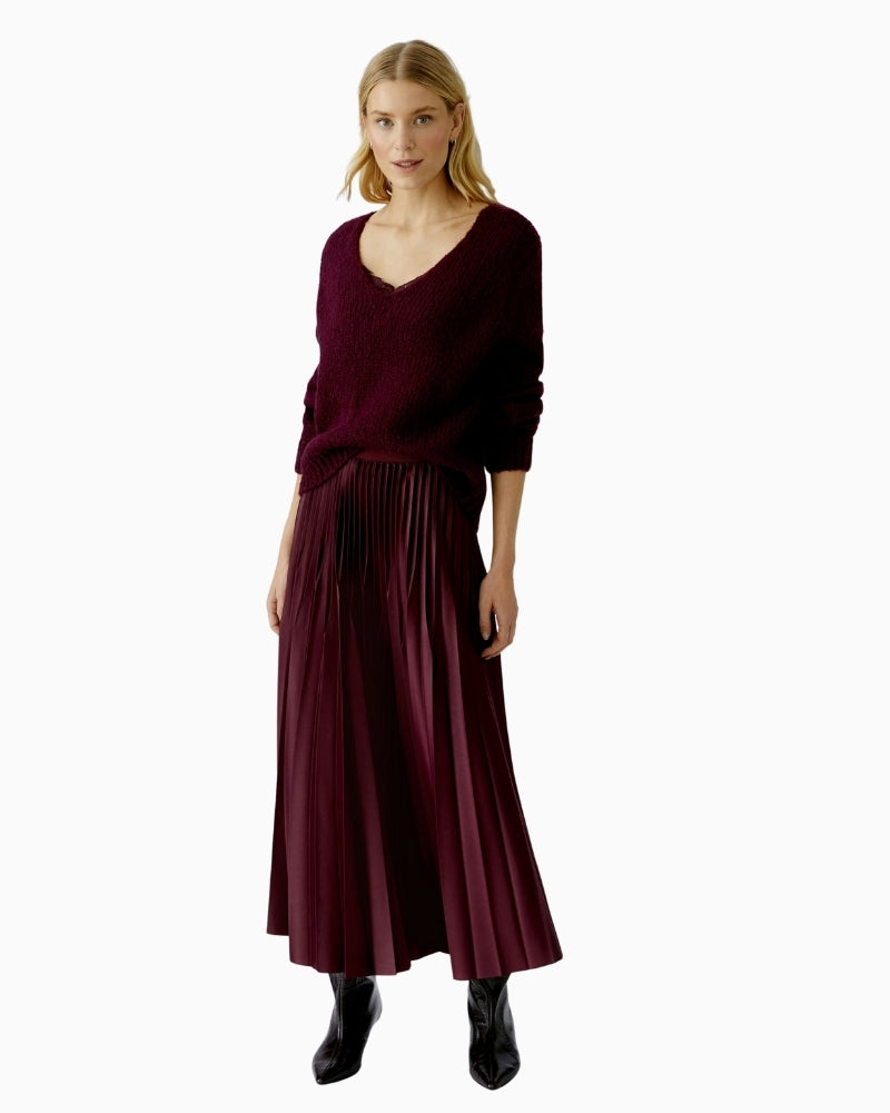 Front view of bramble berry pleated skirt by Oui showing flowy silhouette