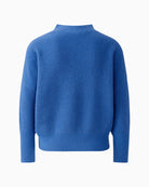 Back view of Oui rib knit pullover showing boxy fit and tapered hem