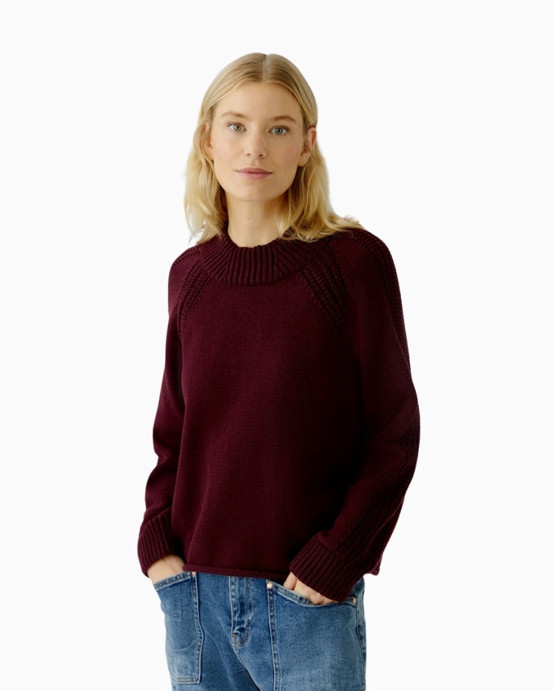 Oui bramble berry pullover with stand-up collar and cropped length