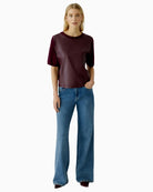 Oui women’s jumper with subtle embossed logo and patch knit texture