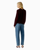 Back view of Oui pullover showing small slit in collar and raglan sleeves
