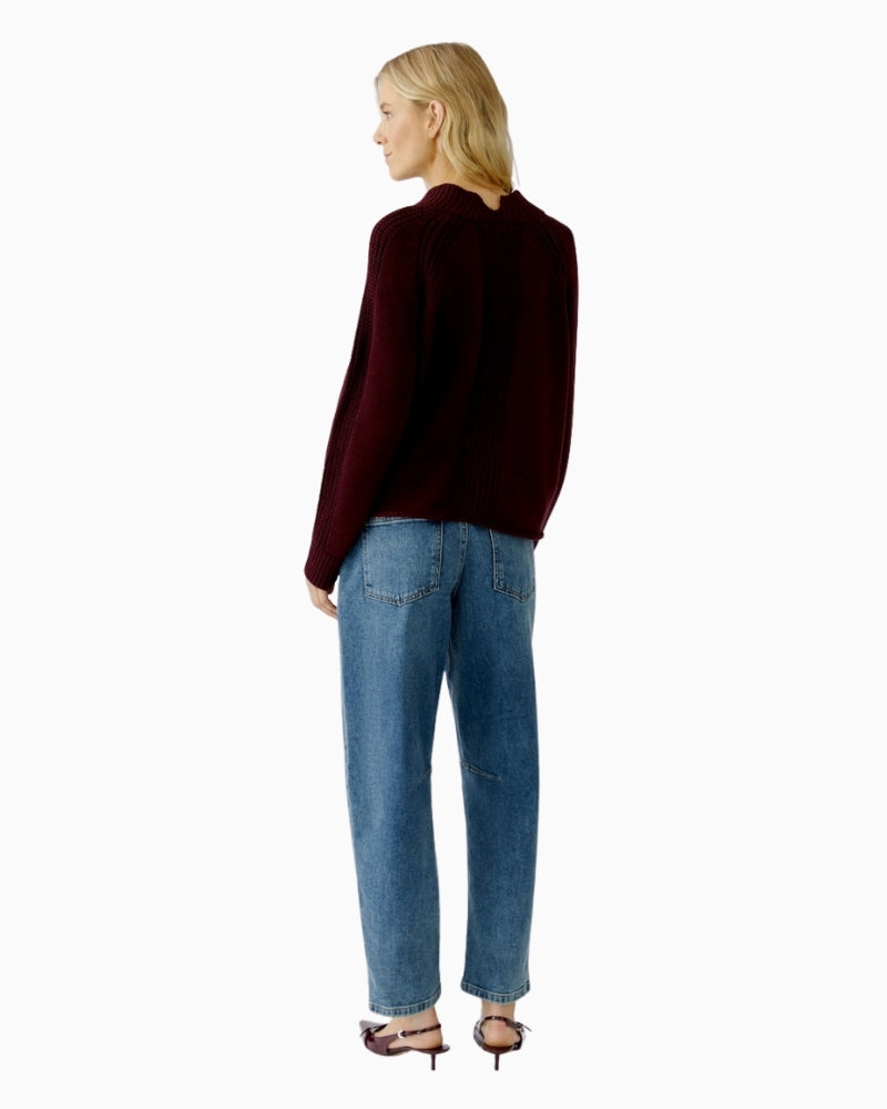 Back view of Oui pullover showing small slit in collar and raglan sleeves