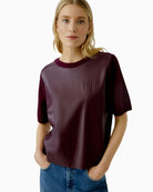 Oui women’s jumper with subtle embossed logo and patch knit texture