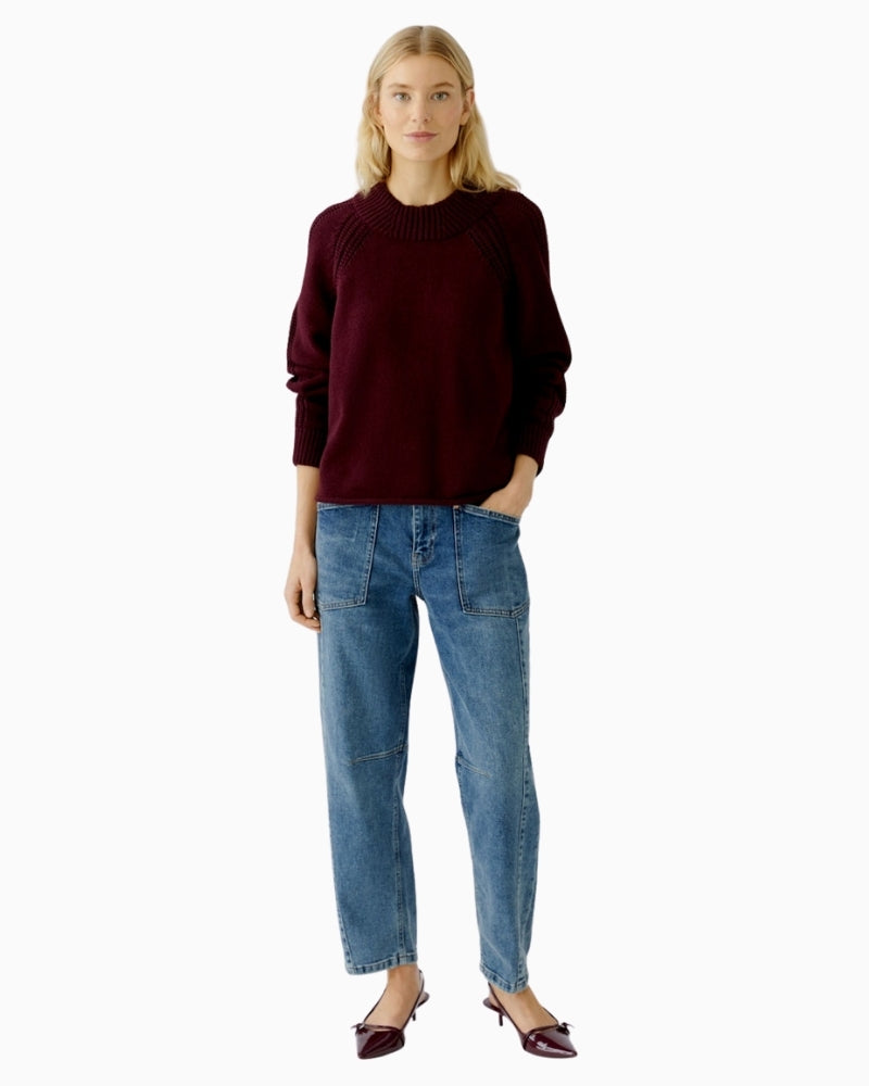 Oui bramble berry pullover with stand-up collar and cropped length