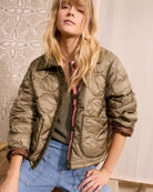 Woman wearing Oui reversible jacket, full outfit model view – Áines Boutique