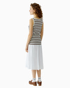 Oui ribbed tank top brown black side view wide strap detail – Áines Boutique