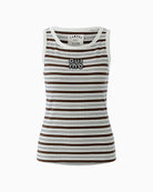 Oui ribbed tank top brown black product view on white background – Áines Boutique