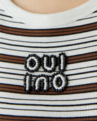 Oui ribbed tank top brown black pearl logo embroidery detail – Áines Boutique