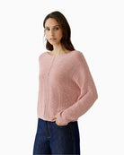 Oui ribbon yarn pullover pink front view product – Áines Boutique