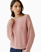Oui ribbon yarn pullover pink side view cropped shape – Áines Boutique