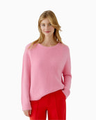 Oui rose pullover with soft alpaca blend and relaxed fit