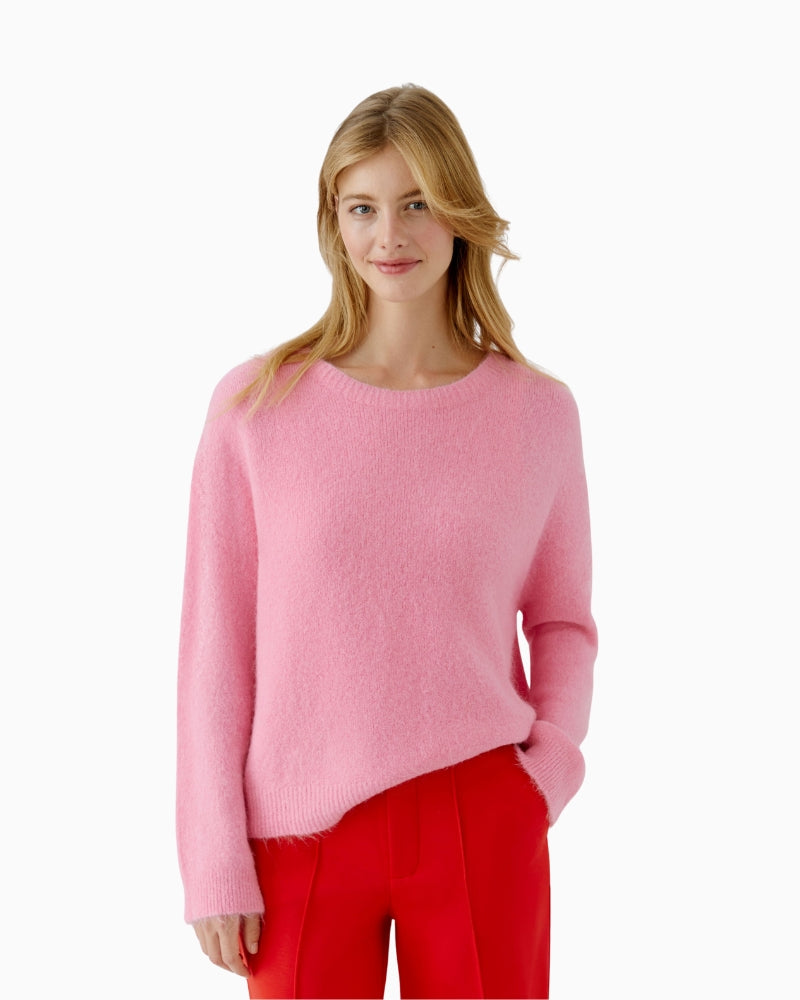 Oui rose pullover with soft alpaca blend and relaxed fit
