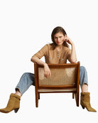 Oui short cardigan in Cloud Dancer with patch pockets and press stud front
