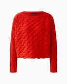 Soft cotton blend red jumper with ribbed cuffs and hem